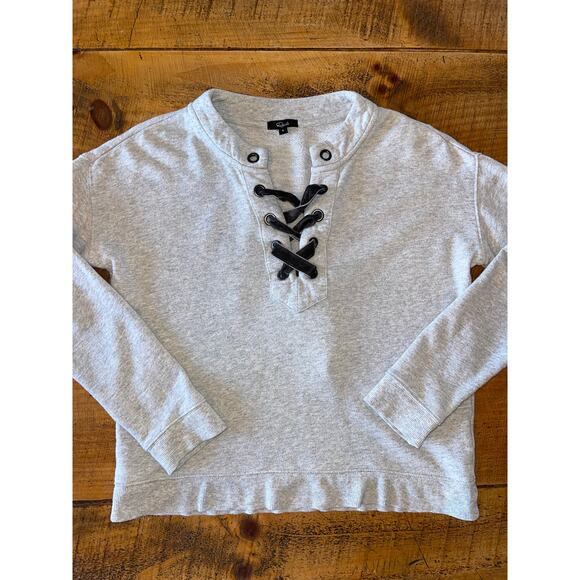 Womens Rails Gray Cotton‎ Blend Lace Up Detail Pullover Sweatshirt Size Small - Picture 1 of 8